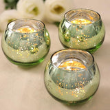 24PCS Green Votive Candle Holder Bulk, Round Mercury Glass Votives