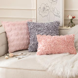 MIULEE 3D Rose Flower Pillow Cover Decorative Spring Floral Romantic Stereo Chiffon Aesthetic Solid Pillowcase for Girl Bedroom Living Room Decor 12x20 Inch Peach Pink