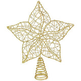 Ornativity Glittered Star Tree Topper - Christmas Gold Sparkle Wire Star Flower Leafy Petal Holiday Decor Xmas Trees Top Toppers Decorations 12"