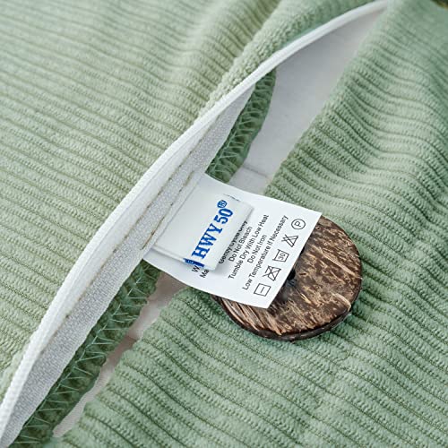 HWY 50 Sage Green Chenille Throw Pillow Covers 22x22 Inch Buttons Pack of 2