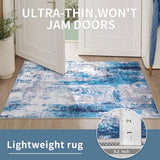 5x7 Area Rugs for Living Room, Modern Abstract Washable Carpet Blue