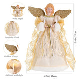 Lewondr Christmas Tree Topper Angel, 12'' Light Up Angel Tree Topper with Gold Wings and Candle Light, 8 Modes and 6 Hrs Timer USB and Remote Operated Christmas Decor for Holiday Home Decor, Apricot