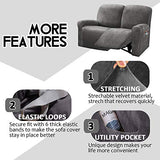 ULTICOR Reclining Love Seat Slipcover, 48" - 65" L, 6-Piece Velvet Stretch Loveseat Reclining Sofa Covers, 2 seat Love seat Recliner Cover, Thick, Soft, Washable (Dark Grey)
