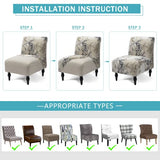 Iauddy Armless Accent Slipper Chair Cover Slipcover,Stretch Spandex Printed Removable Non-Slip Silp Cover for Accent Chair Without Arms Furniture Protector for Living Dining Room