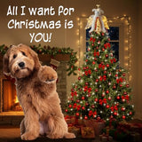iHeartDogs Christmas Tree Topper Decoration - The Original Dog ‘Christmas Miracle’ Angel Dog Tree Topper LED Lighted Halo, Snowflake Garland & Wings Decor Ornament, Holiday Decoration