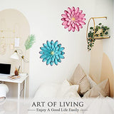 AHYS Metal Flowers Wall Decor Indoor Outdoor Metal Wall Art for Farmhouse Home Living Room Bedroom Bathroom Garden Decor – 12 Inch - Pink