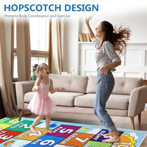 Hop Scotch Inside Rug for Kids, Hopscotch Rug for Kids, Non-Slip Indoor Play Mat, 23.6x47.2 In, Durable & Easy to Clean, Perfect for Bedrooms, Playrooms, Daycares, Preschools – Fun Learning & Play