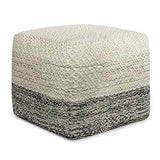 SIMPLIHOME Macie 18" Wide Square Pouf in Grey/White PET Polyester