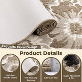Findosom Hallway Runner Rug 2x8, Non Slip High-Low Textured Floral Washable Runner Rug with Rubber Backing, Boho Carpet Runner for Kitchen, Entryway, Bedroom, Laundry, Brown