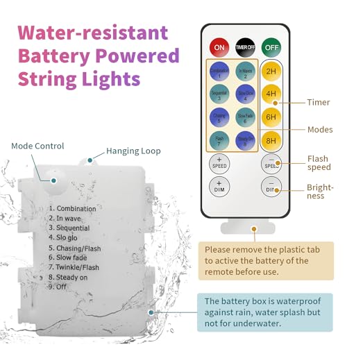YOLIGHT Fiber Optic Flower String Lights Battery Operated with Timer, 13ft 20 LED Flower Garland Lights Fairy Decor Light for Room Table Wedding Christmas Easter Décor (Warm White)