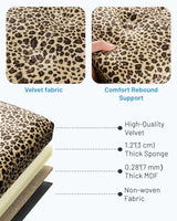 Bsketa Storage Ottoman, 17" Folding Velvet Foot Rest,Leopard Print 2 Pack