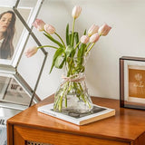 FOWSEEK 6 Inch Small Glass Flower Vase, Irregular Clear Flower Vases for Centerpiece Table Indoor Desk Decor, Modern Art Decorative Vase for Home Office Wedding Bookshelf Housewarming Gift