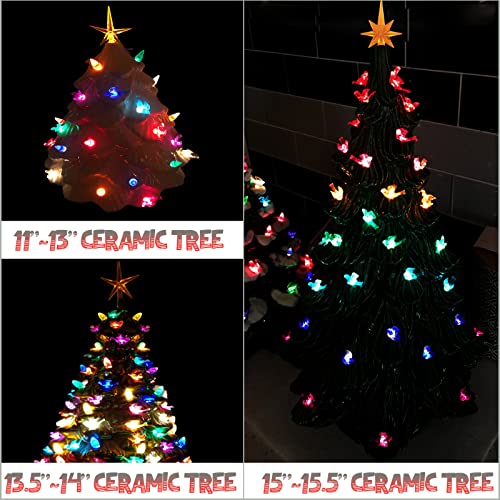 117Pcs Ceramic Christmas Tree Red Cardinal Bird Replacement Lights Bulbs and 1 Angel/3Stars Topper Ornament for Ceramic Tree Décor - Medium Plastic Pegs.