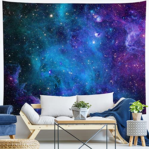 Lahasbja Galaxy Tapestry Blue Starry Sky Universe Space Tapestries Wall Hanging Mysterious Nebula Stars Backdrop for Living Room Dorm