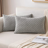 MIULEE Lumbar Decorative Throw Pillow Covers 12x20 Light Grey Corduroy