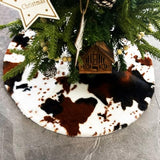 Christmas Tree Skirt 30/48inches, Cow Stripe Plush Faux Fur Christmas Tree Skirt Xmas Tree Skirt for Christmas Decorations Home Party Holiday Decor Cow 78 CM