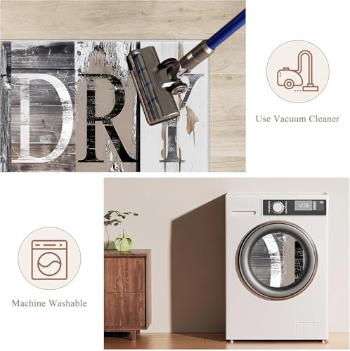 Laundry Room Rug Runner 20"X59" Brown Wood Non Slip Laundry Rugs and Mats for Laundry Room Decor Washable Runner Rugs for Farmhouse Kitchen Floor Bathroom Area Rugs (Brown, 20"x59")