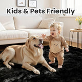 6x9 Fluffy Shag Area Rugs for Living Room Bedroom: Soft Plush Carpet Black