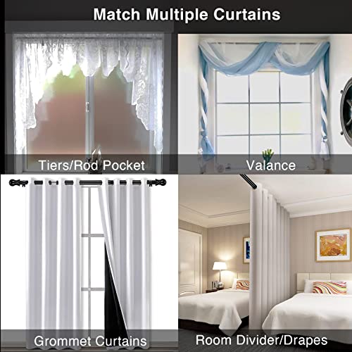 Black Curtain Rod - 1 Inch Curtain Rods for Windows 26 to 40 Inch - Heavy Duty Small Window Curtains Rod and Bracket Set with Treatment Hardware for Drapes Bedroom Door