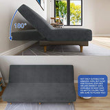 MAXIJIN Velvet Futon Cover Full Size Stretch Futon Mattress Cover Thick Soft Armless Sofa Bed Slipcover Plush Couch Furniture Protector with Elastic Bottom, Machine Washable (Gray)