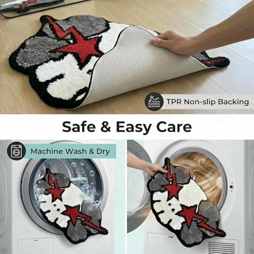 Ka-Ws Style Graphic Rug 32x20 Inch – Cool Rugs for Bedroom & Bathroom, Soft Absorbent Non-Slip Machine Washable Area Rug for Kids & Teens, Hypebeast Room Decor (32"x20")