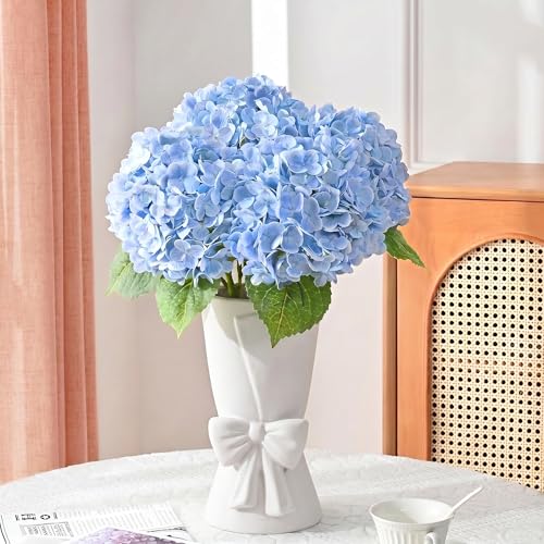 Relexome White Ceramic Bow Vase Unique Cute Decorative Bouquet Flower Vases 9.64 in Summer Home Decor Vase