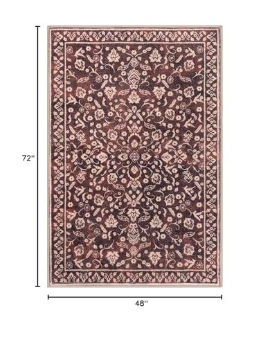 Vintage Washable Rugs for Entryway 4x6 Area Rug Non Slip Door Mat
