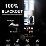XWZO 100% Blackout Curtains 63 Inches Length with Tiebacks- Full Shade Window Drapes Thermal Insulated Double Layer with Black Liner for Bedroom/Living Room, Grommet Top, White, W52 x L63, Set of 2