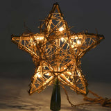 Kurt Adler 10 Light Indoor Rattan Gold Star Treetop