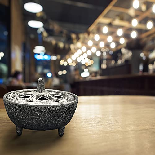 Cast Iron Incense Burner with Holder and Fireproof Cotton - Ideal for Sticks, Resin, Cone Incense and Rituals