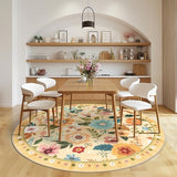 RELEANY Floral Washable Round 8ft Area Rug Yellow/Orange