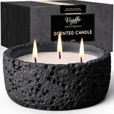 Viyffo 20oz Large Scented Candle - Eucalyptus & Rosemary, 3 Wick Non Toxic Soy Candles for Women & Men, Matte Black Ceramic Jar, Luxury Home Fragrance, Elegant Room Decor & Premium Birthday Gift