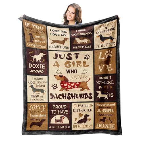 Dachshund Gifts for Women Blanket 60"X50", Weiner Dog Gifts for Women, Christmas Birthday Dachshund Lovers Gift, Weiner Decor Throw