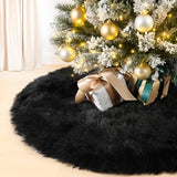 MACTING Faux Fur Christmas Tree Skirt 28 Inch Black Plush Skirt Fluffy Soft Double Layer Small Tree Mat Base Cover for Merry Christmas Party Holiday Home Indoor Halloween Xmas Tree Decorations