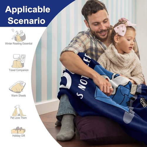 Dad Birthday Gift Blanket 50"x60", Funny Gifts for Dads/Husband from Daughter/Son, Birthday Throw for Father, Daddy is Not Sleeping He's Just Resting His Eyes Blue Napping Blanket