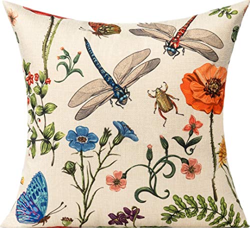 All Smiles Outdoor Patio Throw Pillow Covers 20x20 Set of 4 Spring Summer Garden Flowers Farmhouse Décor Outside Furniture Bench Chair Decorative Cushion Cases for Swing Deep Seat Bed Couch Sofa