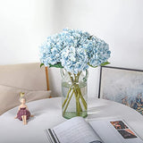 Kisflower Blue Hydrangea Artificial Flowers 6pcs Faux Hydrangea Flowers, Fake Flowers for Table Centerpiece, Blue Silk Hydrangea Flowers with Stems for Home Wedding Party Decor