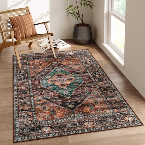 Washable 3x5 Area Rugs for Living Room, Non Slip Kitchen Ultra Thin Vintage Rugs,Small Lightweight Carpet for Living Room Dining Room Aesthetic