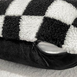 AmHoo Pack of 2 Decorative Throw Pillow Covers Checkerboard Luxury Super Soft Faux Fur Wool Set Case Cushion for Couch Sofa Bedroom 18 x 18-Inch Black