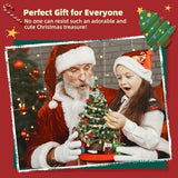 iLAND Mini Christmas Tree Tabletop Small Christmas Tree 12 inch Cute Xmas Table Decoration for Office Desk Shelf Dorm Party Tiny Table Top Décor Miniature 1/6 Scale Elf Accessories Shining Xmas Gift