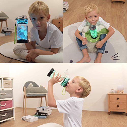 Lightzz Kids Water Bottle with 3D Glowing Game Console LED Light, 3D Glowing Unicorn Illusion LED Light - Tritan BPA Free - Travel Cup Gift for Back to School Girl Boy Child Holiday Camping Picnic