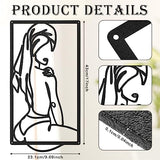 Peryiter 3 Pcs Modern Minimalist Wall Decor Abstract Metal Wall Art Metal Line Art Woman Body Artwork for Bedroom Bathroom Living Room(Black)