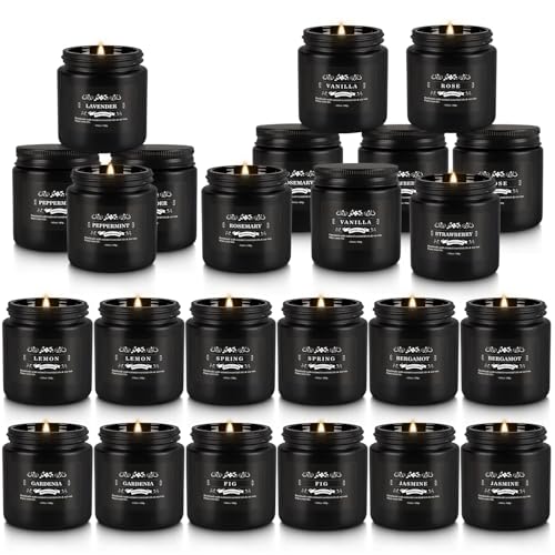 Scented Candle Set 24 Pack,Black, Candle for Home Scented, Odor Eliminating, Stress Relief, Long Lasting Soy Wax Gift Set