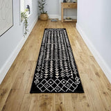 JONATHAN Y Ziri Moroccan Geometric Black/Cream Runner Rug, 2x8, Bohemian, Scandinavian, Easy-Cleaning for Living Room, Bedroom, Kitchen, Pet Friendly, Non-Shedding (MOH210C-28)