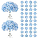 JPSOR 40pcs Artificial Hydrangea Silk Flower Heads with Stems, Fake Flowers for Wedding Centerpiece Home Garden Party Decoration (Blue)