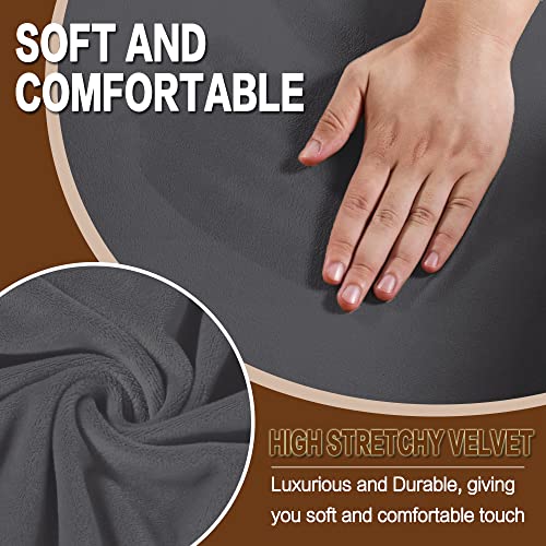 Velvet Papasan Chair Cover Slipcover – Stretch Round Saucer Cushion Cover, Fits 37-48 Inch, Washable Furniture Protector for Living Room, Dorm, Nursery (Grey, Medium)
