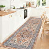 Washable 3x8 Hallway Runner Rug, Oriental Indoor Soft Non-Slip Carpet for Kitchen Bathroom Entryway Thin Stain Resistant Floor Mat for Living Room Bedroom Laundry