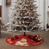 Christmas Tree Skirt Red and Gold Christmas Decorations - Xmas Tree Skirt Mat with Santa Claus Snowflake Pattern for Indoor Outdoor Merry Christmas Holiday Party Decor 48 Inches