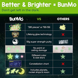 BUNMO Glow in The Dark Stars for Ceiling & Walls – 280 Piece Bright Wall Stickers, Long Lasting Non-Toxic Decals with Moons & Planets for Kids Bedroom, Nursery & Room Decor