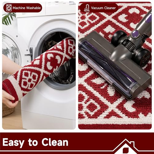 Christmas Indoor Door Mat Washable Red Xmas Dog Muddy Rug 2x3ft